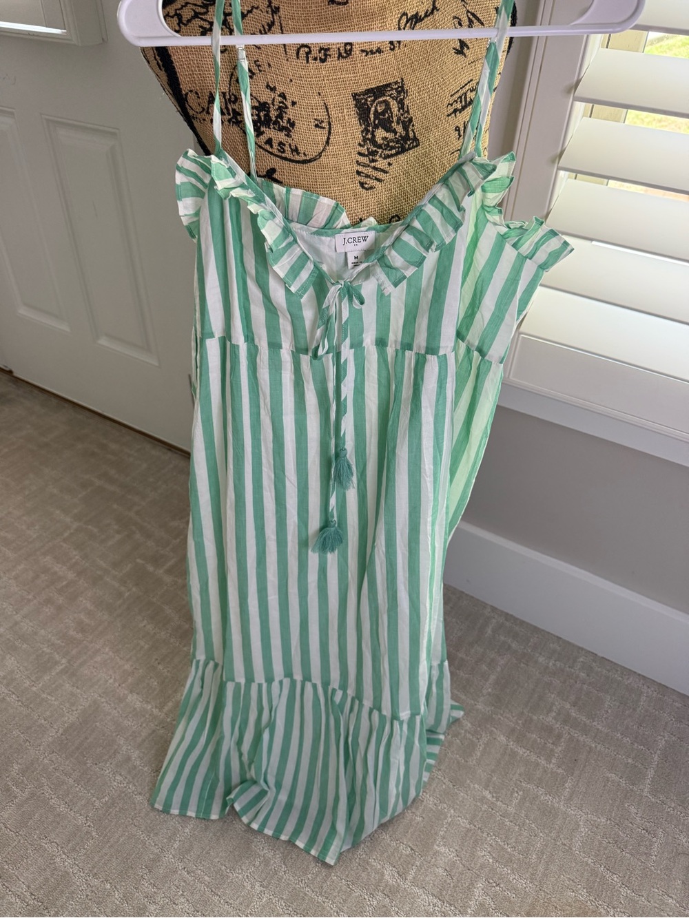 J. Crew Green and White Striped Midi Dress - Picture 5 of 6